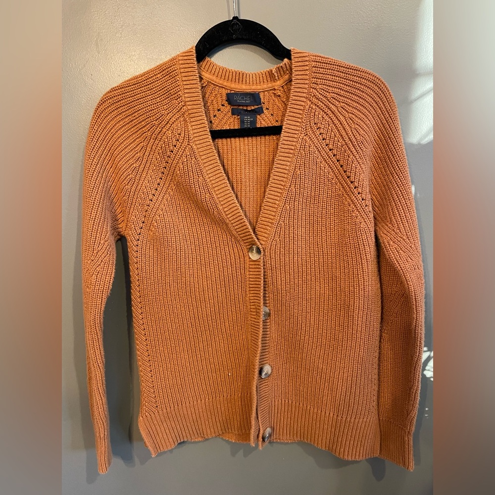 Rachel Roy burnt orange cardigan size x small 100% cotton